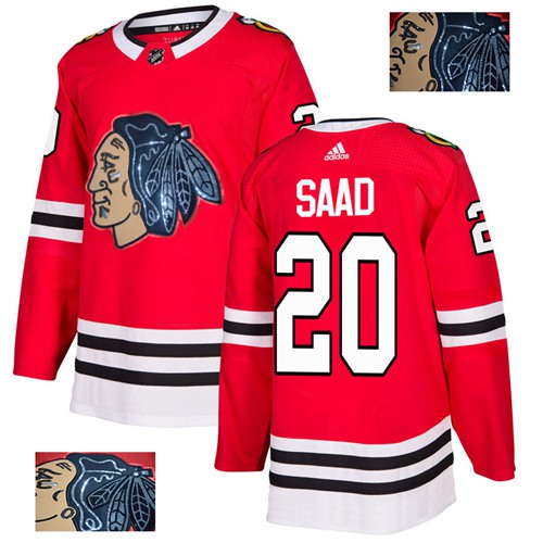 Adidas Blackhawks #20 Brandon Saad Red Home Authentic Fashion Gold Stitched NHL Jersey